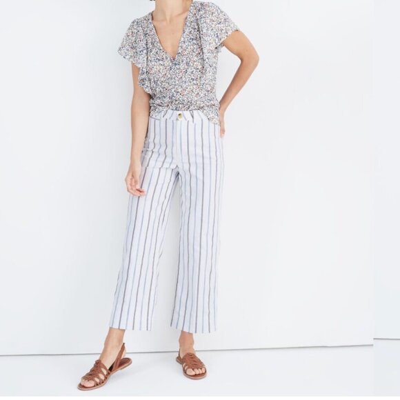 Madewell Pants - MADEWELL Slim Emmett Wide-Leg Crop Pants in Montpellier Stripe in Women's Sz 24